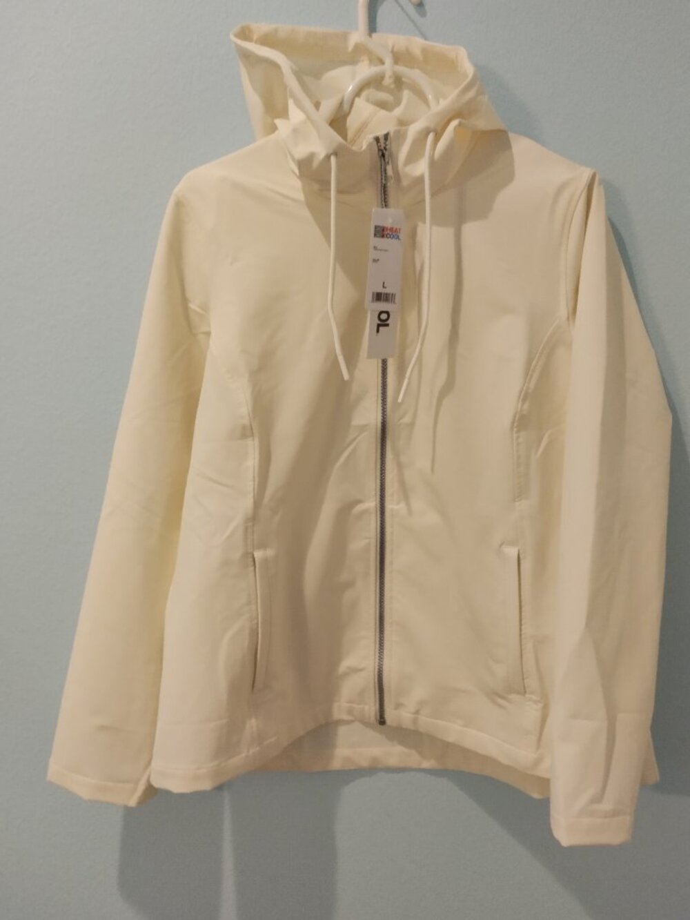 NWT 32Degree Cool Hooded Jacket- Large-Women-Egret- (creamy white)